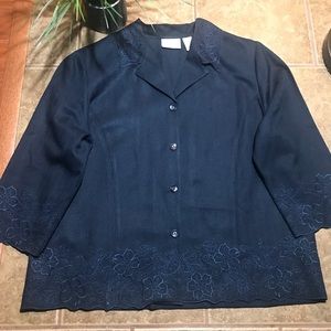 Alfred Dunner navy blue blouse Size 18)